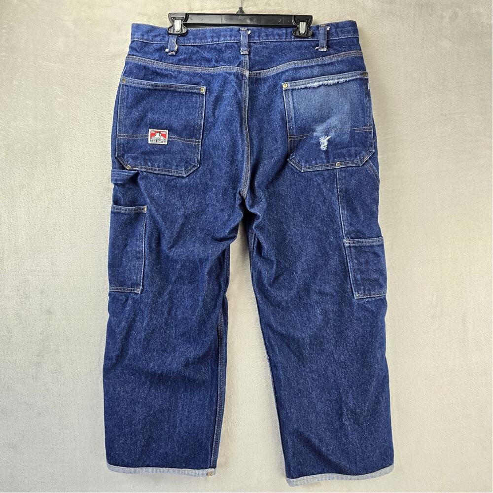 Vintage Ben Davis Jeans Mens 38 (Fits 36x25) Blue Carpenter Workwear Denim Baggy